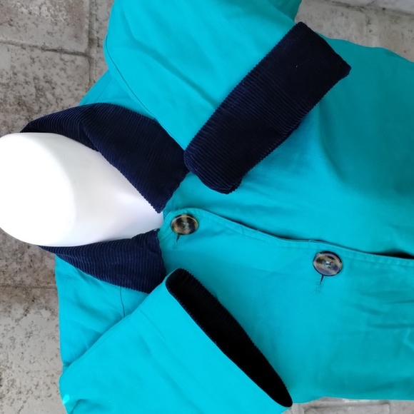 Julia Michaels Teal Vintage Cotton Twill 4 Button Coat - Picture 5 of 16